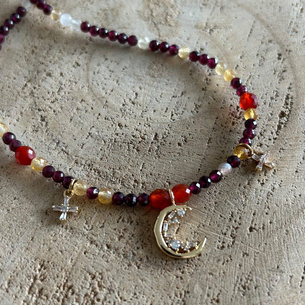 Collier perles & lune