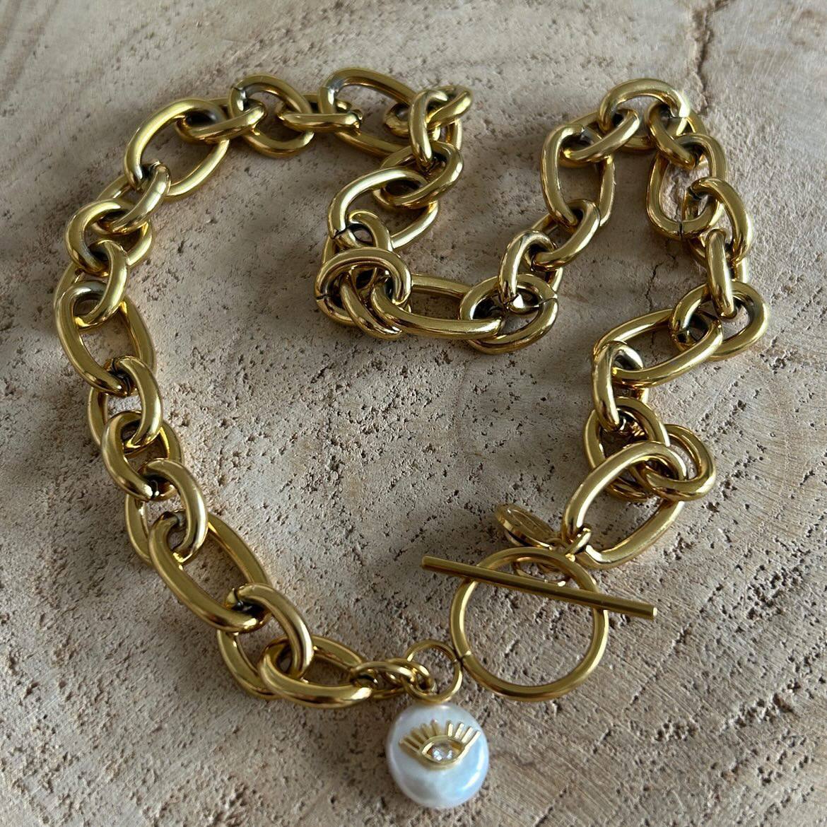 Collier grosse maille doré