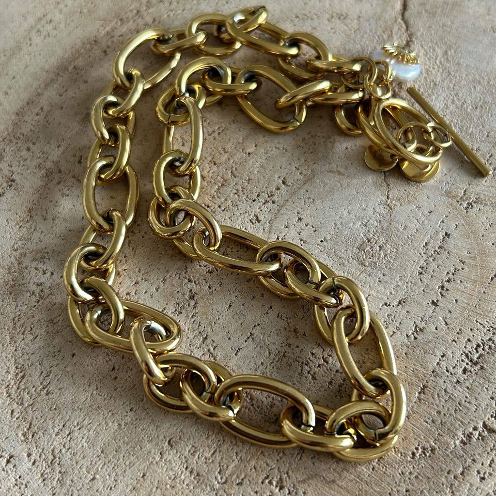Collier grosse maille doré