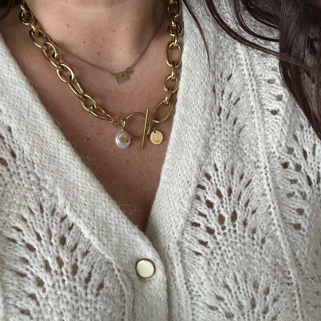 Collier grosse maille doré