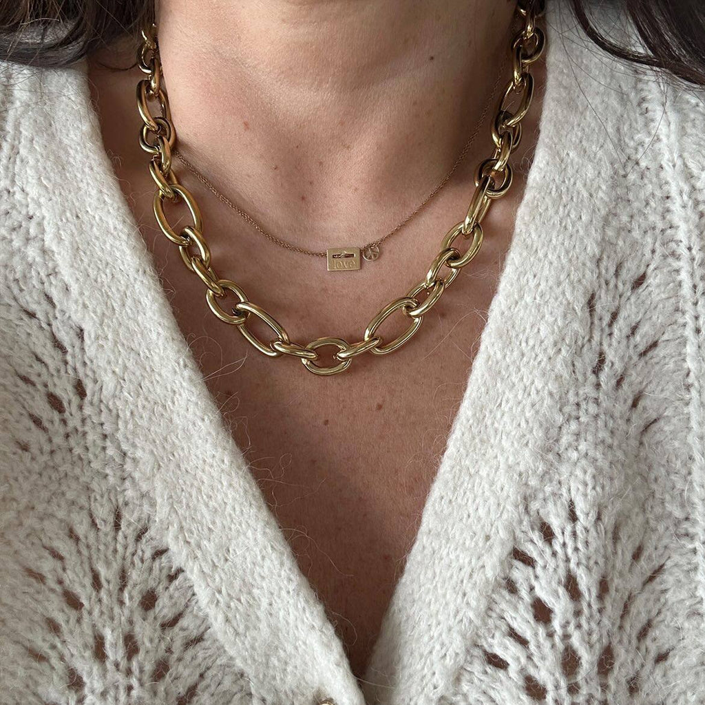 Collier grosse maille doré