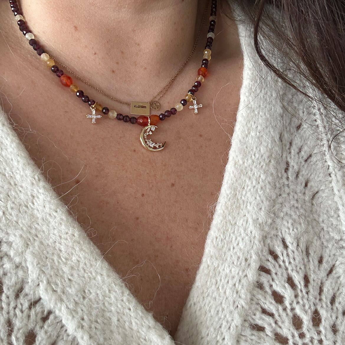 Collier perles & lune