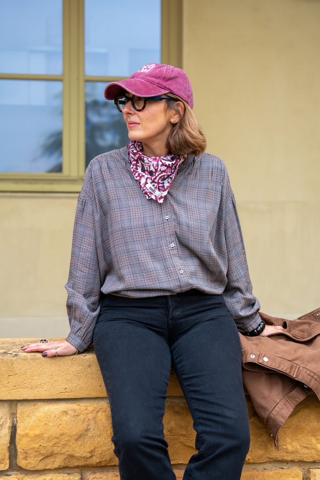 Blouse à carreaux prince de Galles Anaé