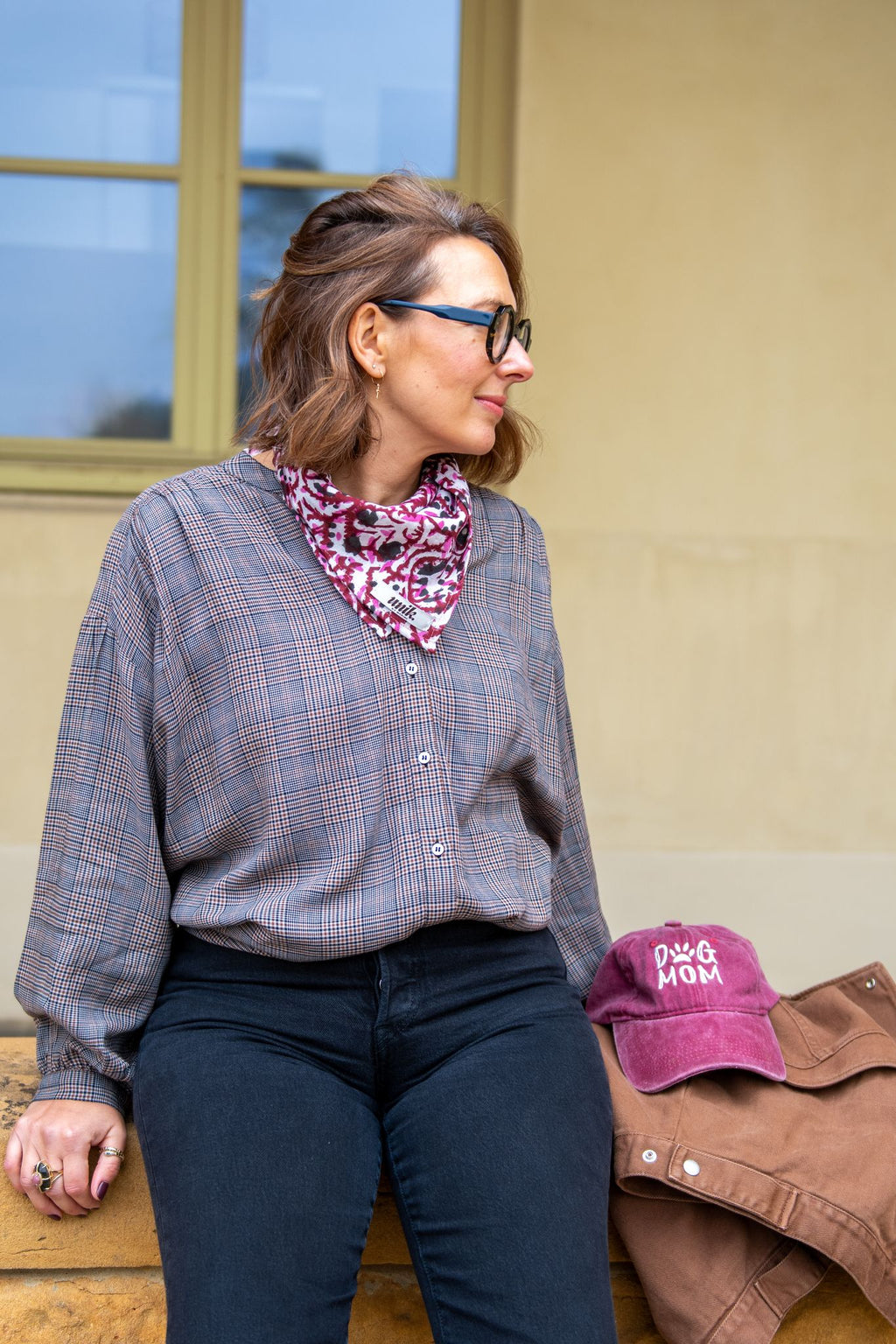 Blouse à carreaux prince de Galles Anaé