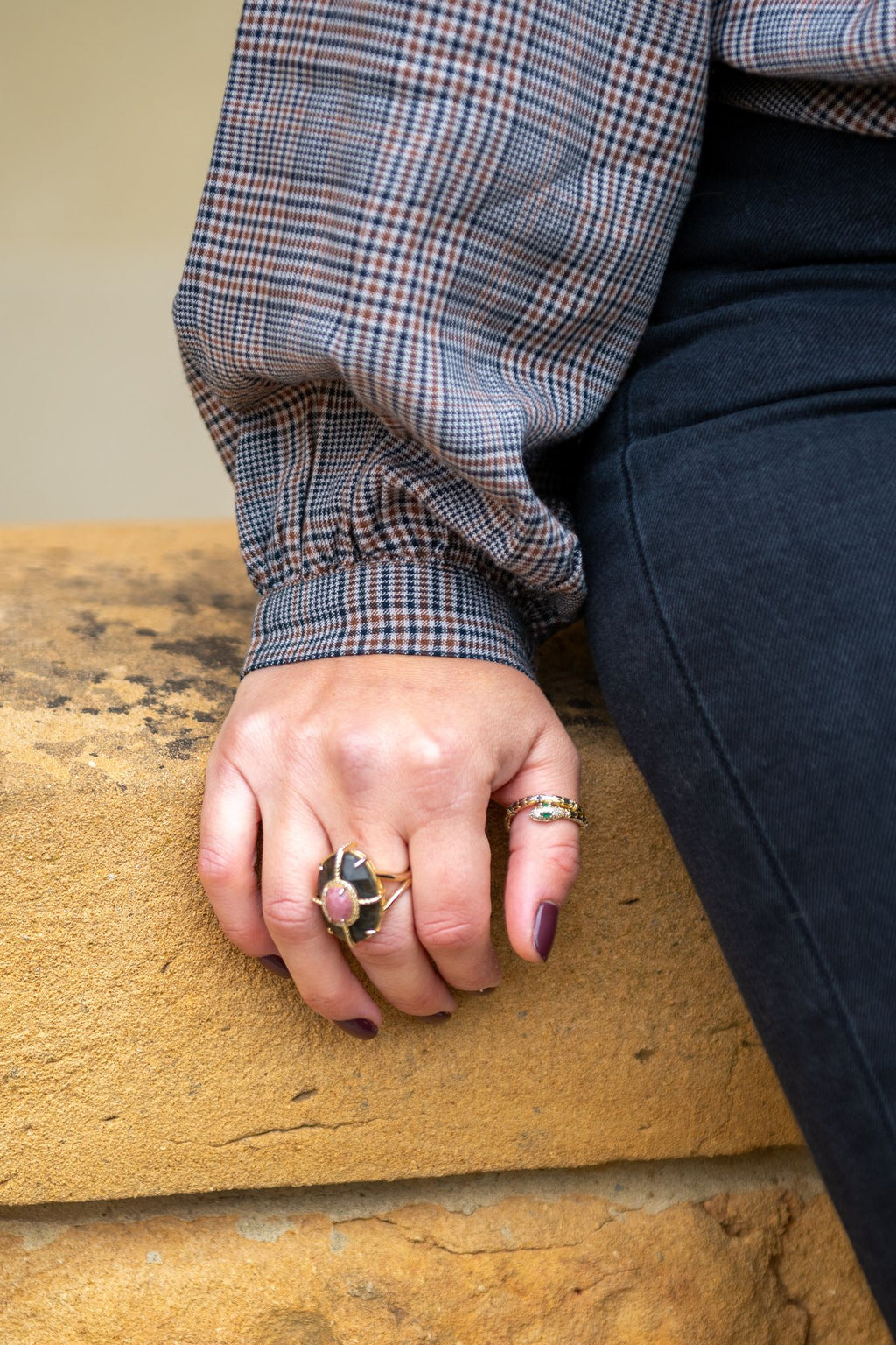 Blouse à carreaux prince de Galles Anaé