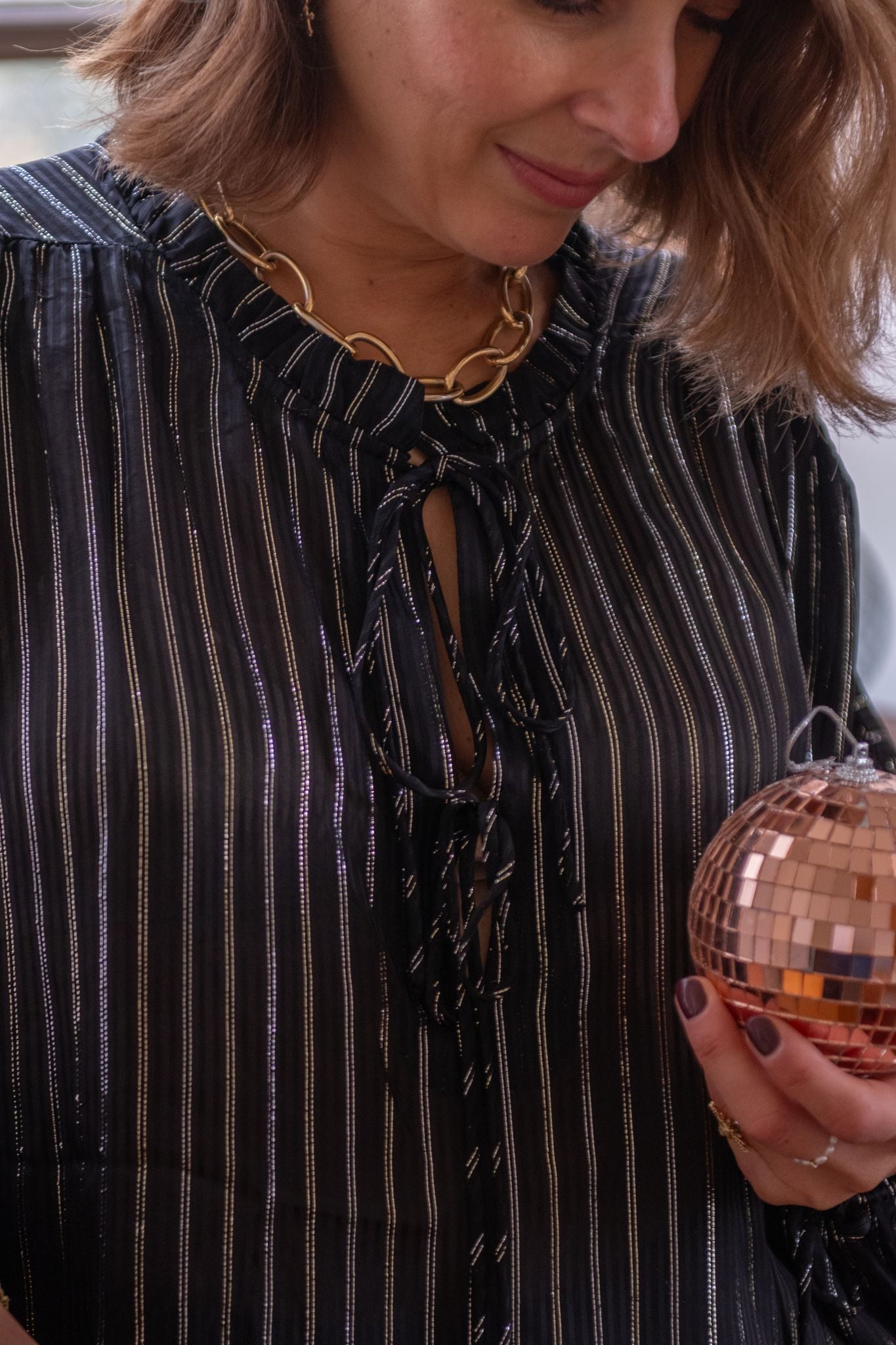 Blouse noire & argentée Séréna