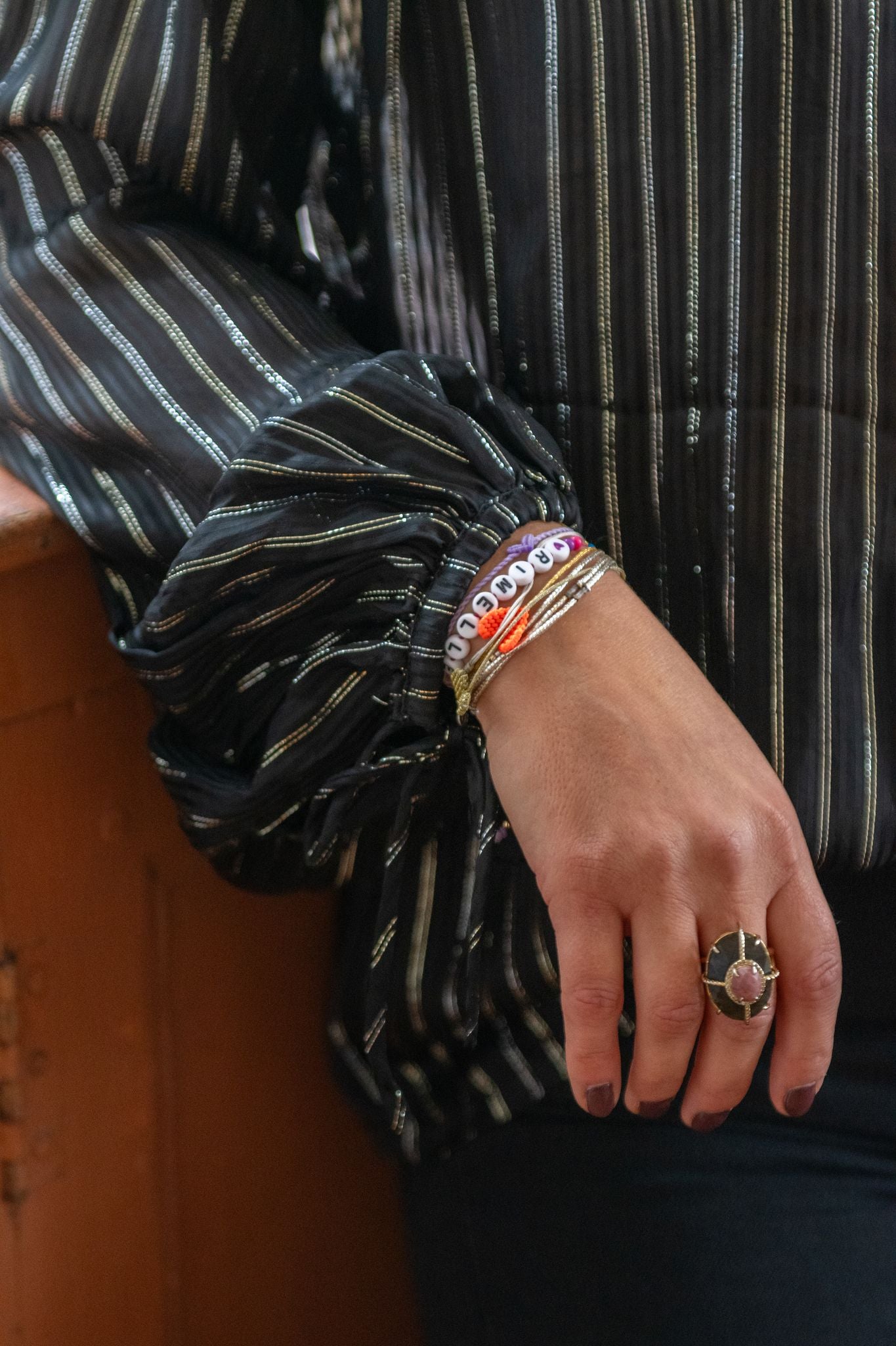 Blouse noire & argentée Séréna