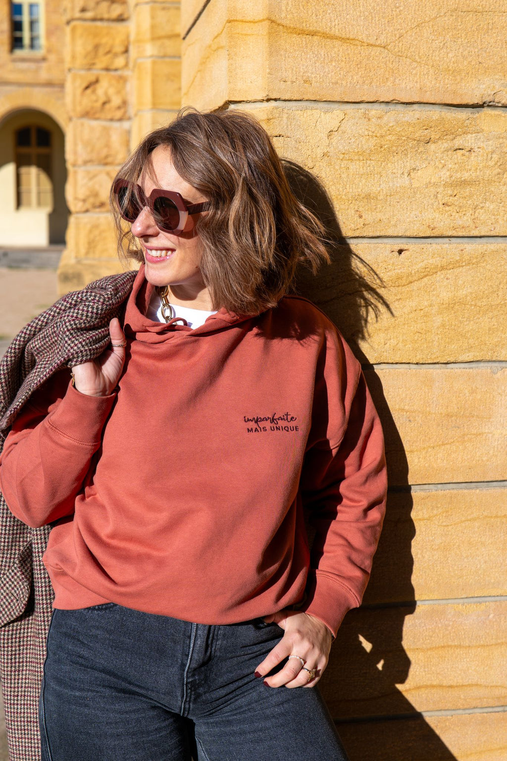 Sweat à capuche "Imparfaite mais unique"
