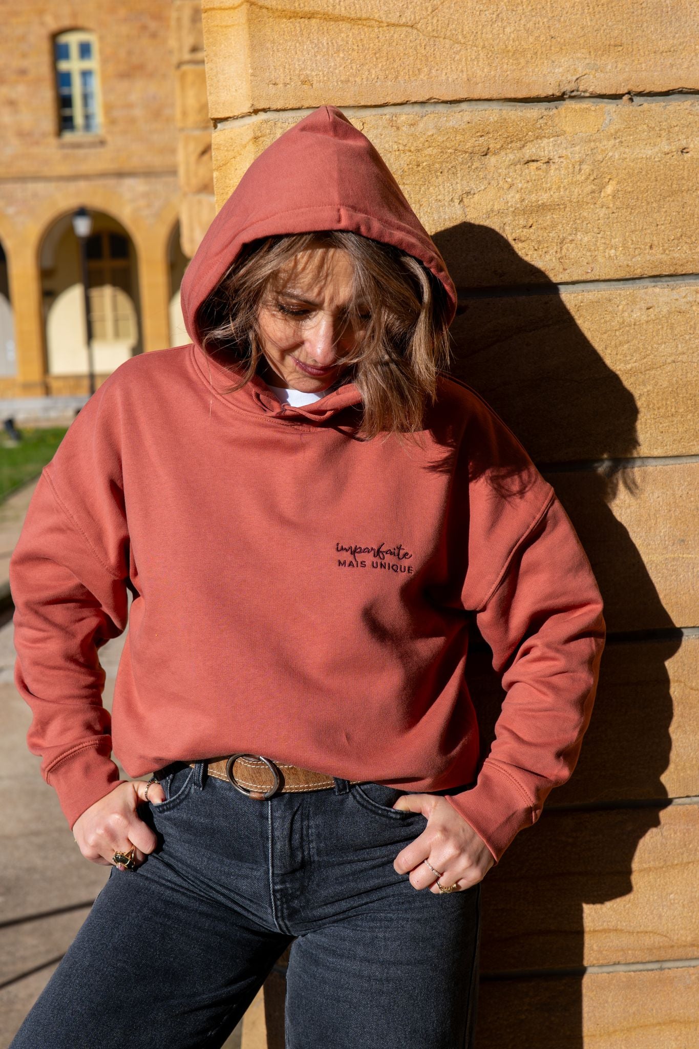 Sweat à capuche "Imparfaite mais unique"